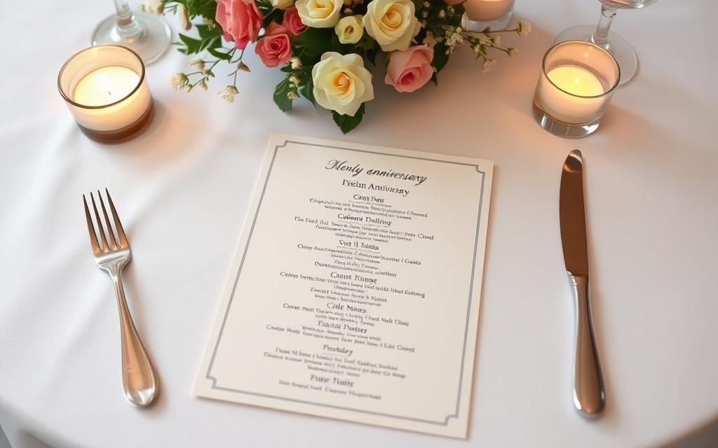 cardápio para comemoração de bodas