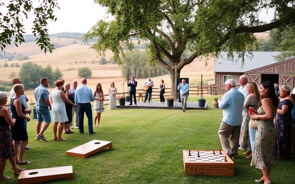 entretenimento barato para casamento no campo