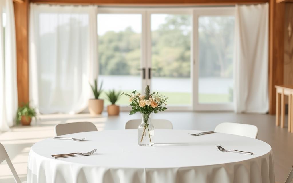 decoração minimalista para festa de noivado